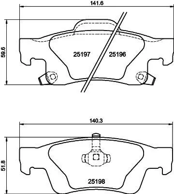 Produktbild von HELLA Bremsbeläge Satz Hinten Bremsklötze für JEEP GRAND CHEROKEE IV (WK, WK2) 8DB 355 040-031