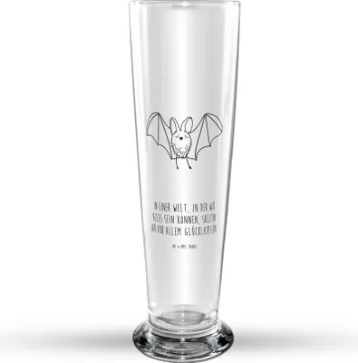 Produktbild von Mr. & Mrs. Panda Bierglas Fledermaus Flügel - Transparent - Geschenk, Bier Glas, Bierbecher, Trinkglas, Lustige Sprüche, Glasbecher, Glasbierglas