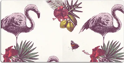 Produktbild von Schreibtischmatte Tischunterlage 100x50 cm Mauspad - Flamingos & Hibiskus.