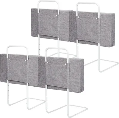 Image de Jopassy 4X Barrière de sécurité pour lit, 5 trous réglable en hauteur,50cm, Barrière de sécurité pour lit familial et lit d'enfant(200cm, lin gris)