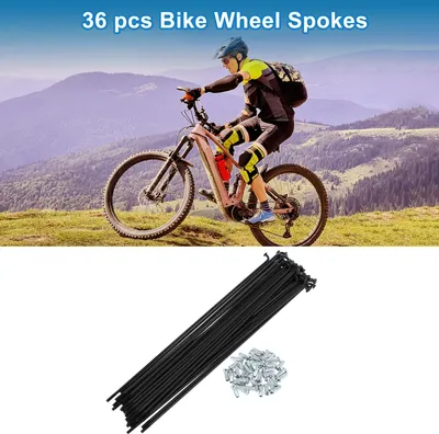 Image de Rayons De Vélo 12G Longueur 230Mm Rayons De Roue De Vélo En Acier Au Carbone Noir 1 Ensemble