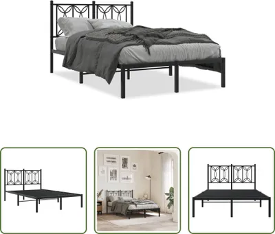 Produktbild von The Living Store Bettgestell mit Kopfteil Metall Schwarz 120x190 cm