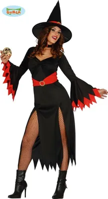 Produktbild von langes y Hexen Kleid Kostüm für Damen Gr. M - L, Größe:L