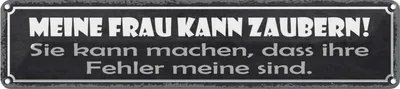Produktbild von vianmo Blechschild 10x46 cm meine Frau kann zaubern sie Männer Frauen Spruch Zitat