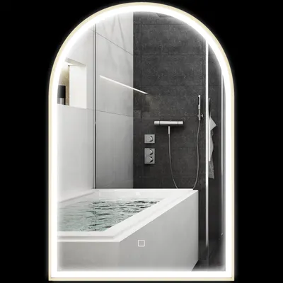 Image de HOMCOM Miroir salle de bain 90 x 60 cm, miroir mural arqué, miroir salle de bain avec éclairage LED, lumière réglable 3 couleurs, anti-buée, mémoire, interrupteur tactile, cadre en aluminium - doré
