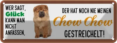 Produktbild von vianmo Blechschild 10x27 cm Chow Hund gestreichelt Tier Haustier