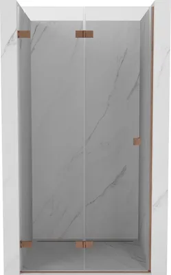 Image de Mexen Lunar-F Porte de douche pliante gauche 100 cm, transparente, cuivre brossé - 836-100-000-65-00-L