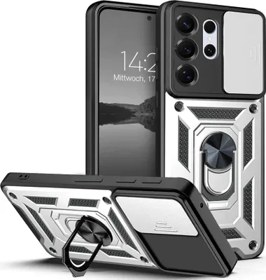 Produktbild von Armor Handyhülle für Samsung Galaxy S26 Ultra Kameraschutz Handy Panzer Case Cover Schutzhülle Outdoor Farbe: Silber