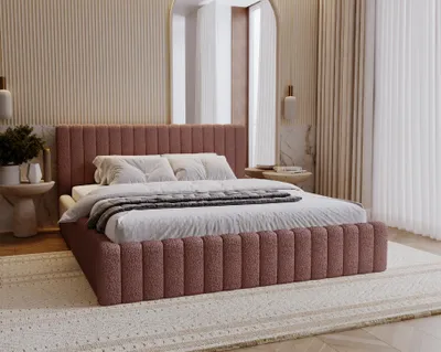 Produktbild von ADIDAR Lucy Polsterbett 180x200cm Doppelbett Metalrahmen mit hydraulischen Liefern Bett Schmutziges Rosa - Baloo 2071 - mit Lieferung nach Hause