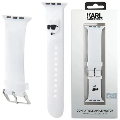 Produktbild von Karl Lagerfeld 3D Gummi Choupette Kopf Armband Für Apple Watch 42/44/45/49Mm - Weiss