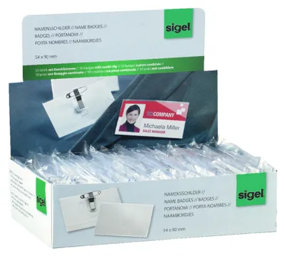 Zdjęcie produktu dla identyfikator Sigel z klipsem, 54 x 90 mm, przezroczysty