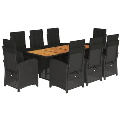 Produktbild von vidaXL 9-tlg. Garten-Essgruppe mit Kissen Schwarz Poly Rattan