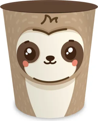 Produktbild von itenga Papierkorb Tiermotiv - FAULTIER - Kawaii Design - ca 11 Liter