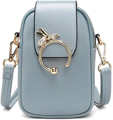 Produktbild von Handy Schultertasche, Kleine Damen Umhängetasche mit Kopfhöreranschluss, Crossbody Handtasche für Damen, Frauen, Mädchen (Blau)
