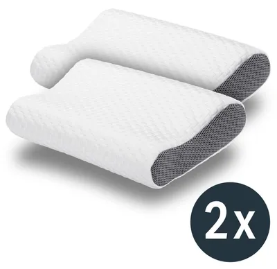 Produktbild von 2 x Sleezzz Premium Viskoelastik Nackenstützkissen 50 x 32 x 11 cm mit hautsympathischem Doppeltuch-Bezug