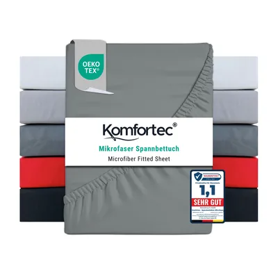 Produktbild von Komfortec Spannbettlaken 180x200 cm, Bettlaken Boxspringbett bis 15cm - 30cm Matratzenhöhe, Grau