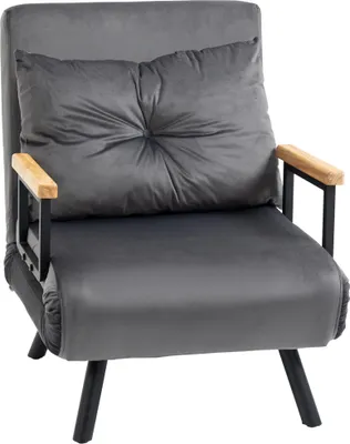 Produktbild von Fortuna Lai Schlafsessel Einzelsofa mit Bettfunktion, Relaxsessel mit Verstellbarer Rückenlehne, Samtoptik, Dunkelgrau