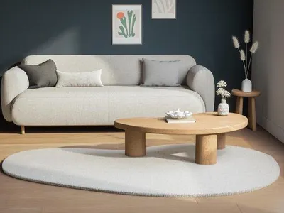 Zdjęcie produktu dla Organiczny dywan z wysokim włosiem o wyglądzie futra - 200 x 300 cm - Beżowy - GIRONA