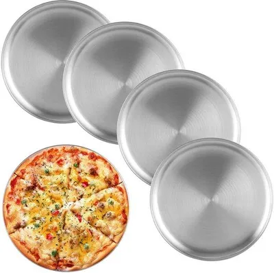 Productafbeelding van Unyqoos® Ronde pizzaplaat van roestvrij staal, Ø30 cm × 2 cm – vaatwasmachinebestendige bakplaat, met gerolde rand, veelzijdig te gebruiken voor pizza, brood en ovenschotels