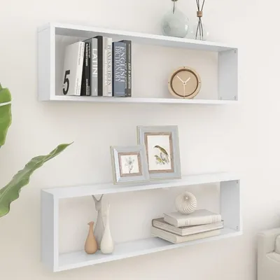 Produktbild von The Living Store Würfelregale 2 Stk. Weiß 100x15x30 cm Holzwerkstoff