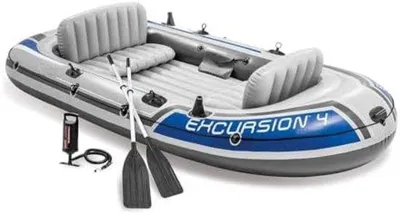 Produktbild von Famanu aufblasbares Boot - 4-Personen mit Handpumpe und Aluminium-Paddeln