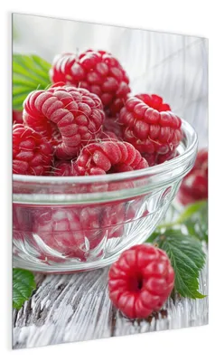Produktbild von Magnettafel Glas 40 x 60 cm „Frische Himbeeren“ – Glasboard beschreibbar & magnetisch, inkl. 4 Neodym-Magnete, 2 Stifte & Tuch – Glas-Whiteboard Memoboard für Küche & Büro