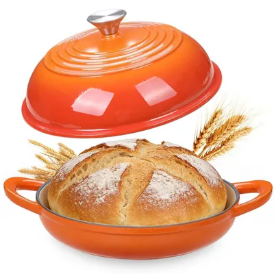 Produktbild von Gusseisen Topf Emaille Brotbackform 6,6L Dutch Oven Orange