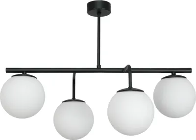 Produktbild von Klassische Schwarze Deckenleuchte Mit Weissen Glaskugellampen 15-381 Baster