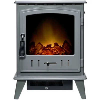 Produktbild von Adam Aviemore Elektrokamin, grauem Emaille, elektrische Heizgeräte für Wohnzimmer und Innenräume, Elektrokamin mit LED-Flammen, Heizleistung 0,9–1,8kW