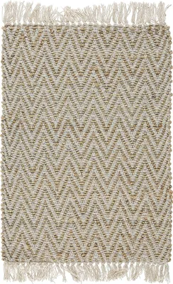Produktbild von BELIANI Teppich Beige Jute und Baumwolle 50 x 80 cm Kurzflor Zacken Muster Boho Stil rechteckig Wohnzimmer Arbeitszimmer Schlafzimmer Flur Diele