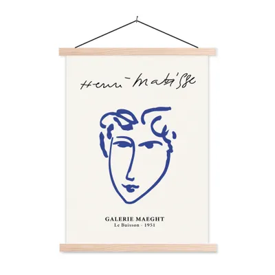 Produktbild von MuchoWow® Textilposter Henri Matisse - Alte Meister - Porträt - Blau 120x160 cm mit holzfarbenen Rahmen - Plakatkarton