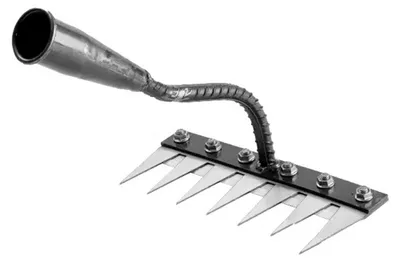 Produktbild von Gartenrechen, robuster Unkrautstecher aus Kohlenstoffstahl mit 5/6/7/8 Zinken, Handrechen zum Ausreißen von Unkraut für Garten, Rasen, Landschaftsbau