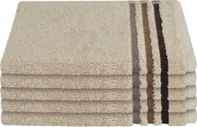 Produktbild von Schiesser Frottier Gästetuch Skyline Color im 5er Set | 100% Baumwolle aus nachhaltiger Produktion | saugstark, weich, farbecht | 30x50cm | Sand
