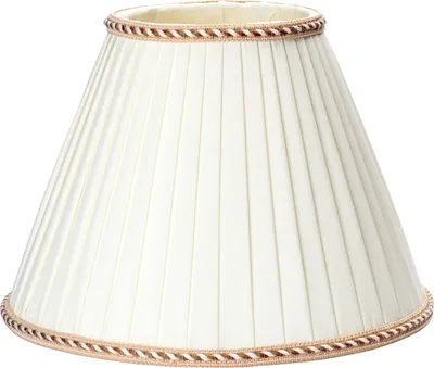 Image de Abat-jour de rechange en tissu blanc crème avec bordure marron, support pour douille E27 beige plissé (26 x 18 cm)