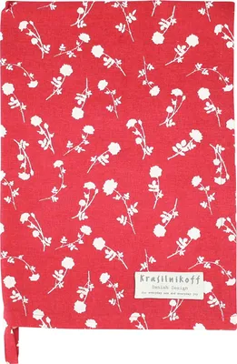 Produktbild von Krasilnikoff - Geschirrtuch, Trockentuch, Küchentuch KW6004 - White Roses on Red - Baumwolle - 70 x 50 cm