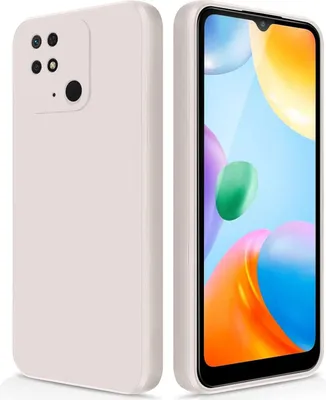 Produktbild von Silikon Hülle für Xiaomi Redmi 10C Flüssigsilikon Dünn Gel Gummi Matt Kratzfeste Schutzhülle Weiß