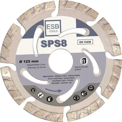 Produktbild von Diamanttrennscheibe Beton Segment Diamantscheibe 125 mm 125 mm SPS8 Waschbeton
