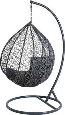 Produktbild von Polyrattan Hängesessel Hängekorb mit Gestell Rattan Hängestuhl Sessel Anthrazit