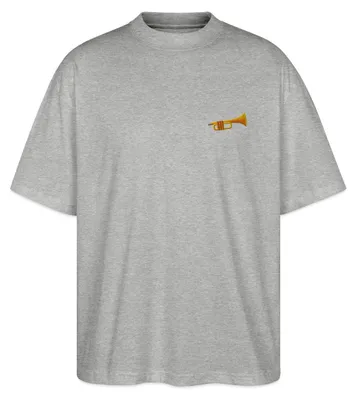 Produktbild von Spreadshirt Stickerei Trompete Oversize Uni T-Shirt, XS, Grau meliert