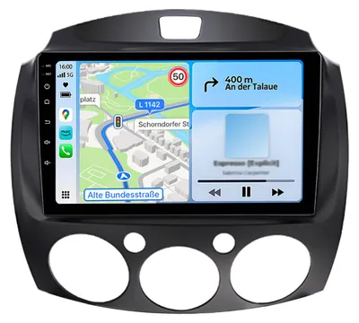 Obrázok produktu pre Autorádio pre Mazda 2 (2007–2013) s bezdrôtovým pripojením CarPlay, Android Auto, 4G, WiFi, GPS navigáciou, 8-jadrovým procesorom, RDS, DSP, DAB+, Bluetooth, 9-palcovým displejom a pamäťou 4+64 GB