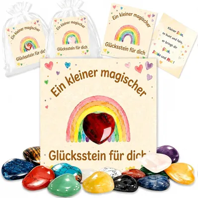 Immagine prodotto di Pietre portafortuna per bambini - Set da 16 pezzi - Regali per feste di compleanno per bambini dai 5 ai 10 anni