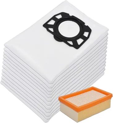 12 Staubsaugerbeutel + 1 Filter für Karcher WD4/WD5/WD6