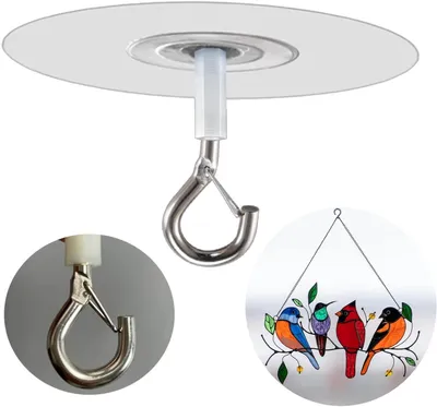 Produktbild von Deckenhaken selbstklebend 10 Stück, Klebehaken ohne Bohren, starke Haftung für Pflanzen, Vorhänge & Dekoration, ideal für Mietwohnung