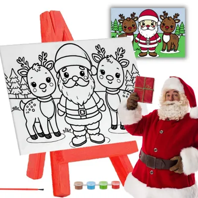 Produktbild von Artmaker Weihnachtliches Malset Malerei Geschenk Leinwand Staffelei