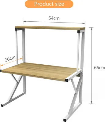Image de Étagère de cuisine Étagère pour micro-ondes 2 niveaux Support pour micro-ondes 54*30*65cm