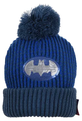 Produktbild von Batman Kinder Jungen Winter-Mütze Bommelmütze , Farbe:Blau, Größe:52