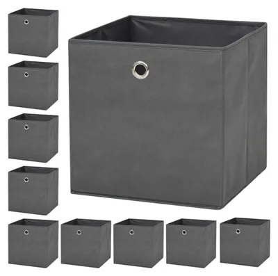 Produktbild von 10 Aufbewahrungsboxen Vliesstoff 32x32x32cm Grau Faltbox Regalkorb