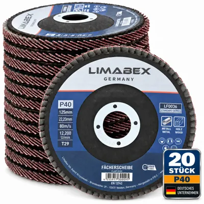 Produktbild von Fächerscheiben 125 mm Holz Metall P40 Lamellenscheiben 20 Stück