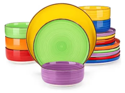 Produktbild von Grandioso Santivo Serviesset – 18-teilig – 6 Personen – Bunt – Tafelservices – Essteller – Tiefe Teller – Frühstücksteller – Servies – Küchenservies – Luxusdesign – Tafelstil