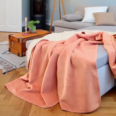Produktbild von Biederlack Doubleface Wohndecke shrimp-ecru 150 x 200 cm Baumwollmischung